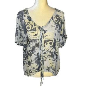 Tienda Ho Rayon Short Sleeve Boxy Art to Wear Top Blouse Free Size